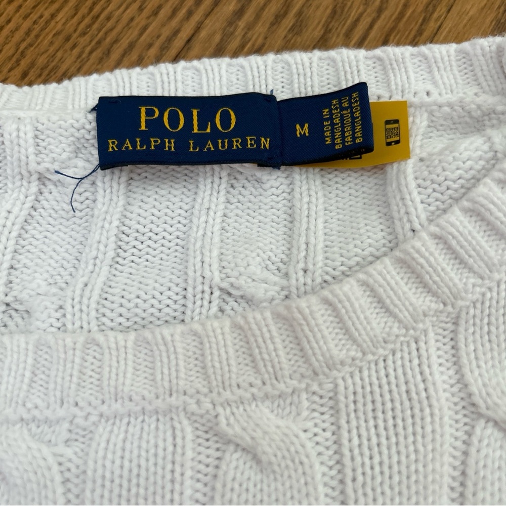 Polo Ralph Lauren White Basic Cable-Knit Cotton C… - image 4